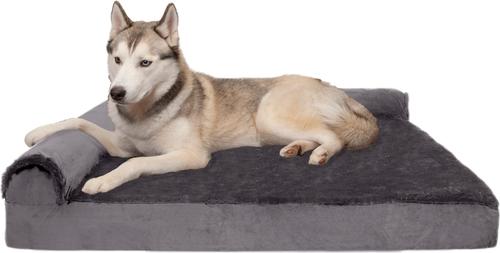 Show full view: FurHaven Plush Deluxe Chaise Memory Top Cat & Dog Bed with Removable Cover, Platinum Gray, Jumbo slide 5 of 11