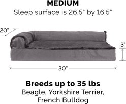 FurHaven Plush Deluxe Chaise Memory Top Cat & Dog Bed with Removable Cover, Platinum Gray, Medium slide 2 of 9