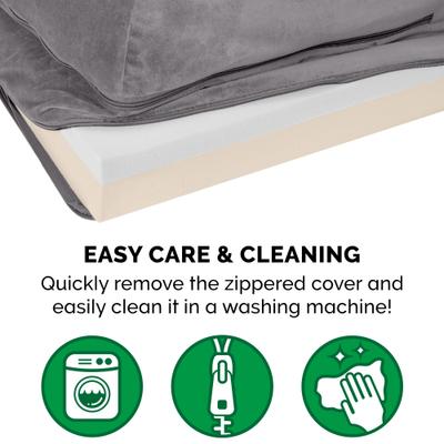 Show full view: FurHaven Plush Deluxe Chaise Memory Top Cat & Dog Bed with Removable Cover, Platinum Gray, Medium slide 9 of 10