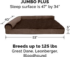 FurHaven Plush Deluxe Chaise Memory Top Cat & Dog Bed with Removable Cover, Sable Brown, Jumbo Plus slide 2 of 9