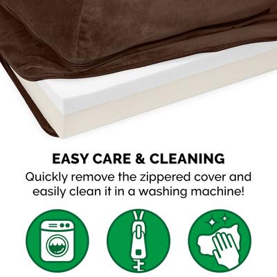 Show full view: FurHaven Plush Deluxe Chaise Memory Top Cat & Dog Bed with Removable Cover, Sable Brown, Jumbo Plus slide 9 of 10