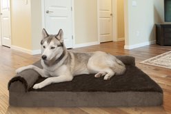 FurHaven Plush Deluxe Chaise Memory Top Cat & Dog Bed with Removable Cover, Sable Brown, Jumbo