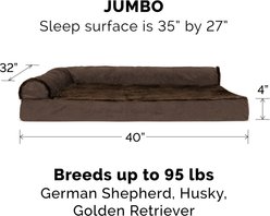 FurHaven Plush Deluxe Chaise Memory Top Cat & Dog Bed with Removable Cover, Sable Brown, Jumbo slide 2 of 9