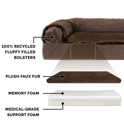 Show full view: FurHaven Plush Deluxe Chaise Memory Top Cat & Dog Bed with Removable Cover, Sable Brown, Jumbo slide 5 of 10