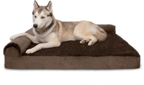Show full view: FurHaven Plush Deluxe Chaise Memory Top Cat & Dog Bed with Removable Cover, Sable Brown, Jumbo slide 4 of 10