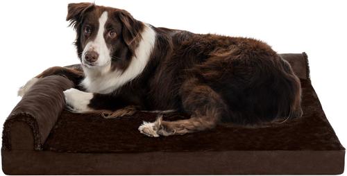 Show full view: FurHaven Plush Deluxe Chaise Memory Top Cat & Dog Bed with Removable Cover, Sable Brown, Large slide 4 of 10