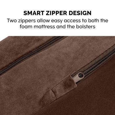 Show full view: FurHaven Plush Deluxe Chaise Memory Top Cat & Dog Bed with Removable Cover, Sable Brown, Large slide 8 of 10