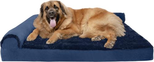 Show full view: FurHaven Plush Deluxe Chaise Orthopedic Cat & Dog Bed with Removable Cover, Deep Sapphire, Jumbo Plus slide 4 of 11