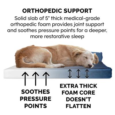 Show full view: FurHaven Plush Deluxe Chaise Orthopedic Cat & Dog Bed with Removable Cover, Deep Sapphire, Jumbo Plus slide 6 of 11
