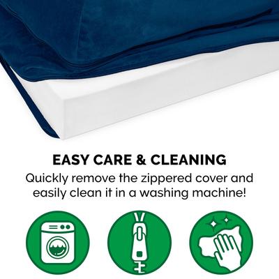 Show full view: FurHaven Plush Deluxe Chaise Orthopedic Cat & Dog Bed with Removable Cover, Deep Sapphire, Jumbo Plus slide 9 of 11