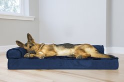 FurHaven Plush Deluxe Chaise Orthopedic Cat & Dog Bed with Removable Cover, Deep Sapphire, Jumbo