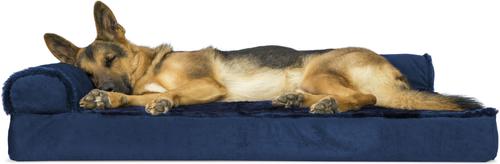 Show full view: FurHaven Plush Deluxe Chaise Orthopedic Cat & Dog Bed with Removable Cover, Deep Sapphire, Jumbo slide 4 of 11