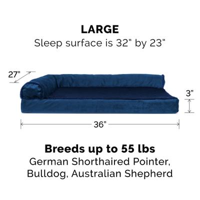 Show full view: FurHaven Plush Deluxe Chaise Orthopedic Cat & Dog Bed with Removable Cover, Deep Sapphire, Large slide 2 of 11