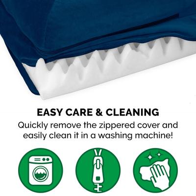 Show full view: FurHaven Plush Deluxe Chaise Orthopedic Cat & Dog Bed with Removable Cover, Deep Sapphire, Large slide 9 of 11