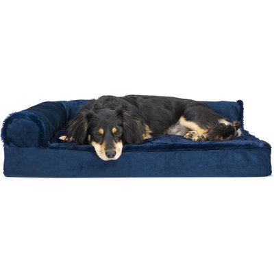 FurHaven FurHaven Plush Deluxe Chaise Orthopedic Cat & Dog Bed with Removable Cover, Deep Sapphire, Medium