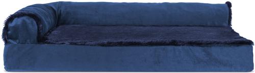 Show full view: FurHaven Plush Deluxe Chaise Orthopedic Cat & Dog Bed with Removable Cover, Deep Sapphire, Medium slide 4 of 11