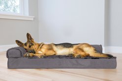 FurHaven Plush Deluxe Chaise Orthopedic Cat & Dog Bed with Removable Cover, Platinum Gray, Jumbo