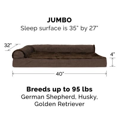 Show full view: FurHaven Plush Deluxe Chaise Orthopedic Cat & Dog Bed with Removable Cover, Sable Brown, Jumbo slide 2 of 11