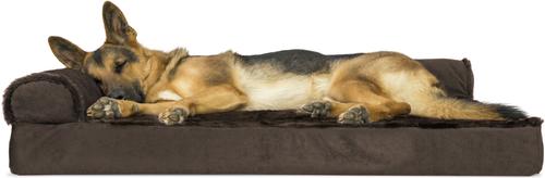 Show full view: FurHaven Plush Deluxe Chaise Orthopedic Cat & Dog Bed with Removable Cover, Sable Brown, Jumbo slide 4 of 11