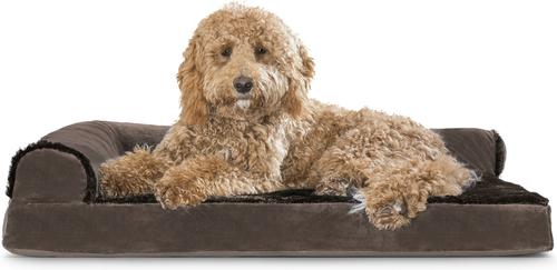 Show full view: FurHaven Plush Deluxe Chaise Orthopedic Cat & Dog Bed with Removable Cover, Sable Brown, Large slide 4 of 11