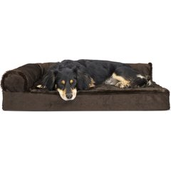 FurHaven Plush Deluxe Chaise Orthopedic Cat & Dog Bed with Removable Cover, Sable Brown, Medium