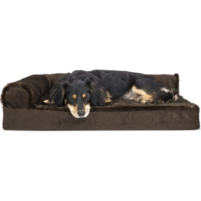 FurHaven FurHaven Plush Deluxe Chaise Orthopedic Cat & Dog Bed with Removable Cover, Sable Brown, Medium
