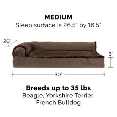 Show full view: FurHaven Plush Deluxe Chaise Orthopedic Cat & Dog Bed with Removable Cover, Sable Brown, Medium slide 3 of 12