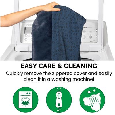 Show full view: FurHaven Plush Fur & Almond Print Orthopedic Deluxe L-Chaise Sofa Cat & Dog Bed, Blue Almonds, Jumbo Plus slide 9 of 10