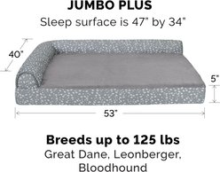 FurHaven Plush Fur & Almond Print Orthopedic Deluxe L-Chaise Sofa Cat & Dog Bed, Gray Almonds, Jumbo Plus slide 2 of 9