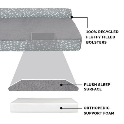 Show full view: FurHaven Plush Fur & Almond Print Orthopedic Deluxe L-Chaise Sofa Cat & Dog Bed, Gray Almonds, Jumbo Plus slide 6 of 10