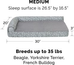 FurHaven Plush Fur & Almond Print Orthopedic Deluxe L-Chaise Sofa Cat & Dog Bed, Gray Almonds, Medium slide 2 of 9