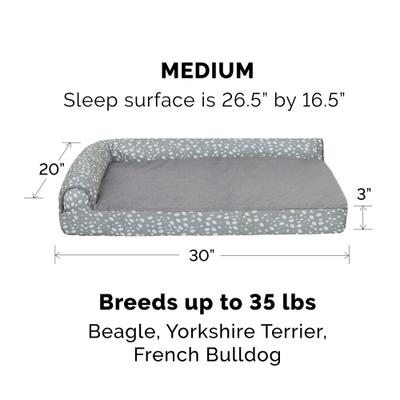 Show full view: FurHaven Plush Fur & Almond Print Orthopedic Deluxe L-Chaise Sofa Cat & Dog Bed, Gray Almonds, Medium slide 2 of 10