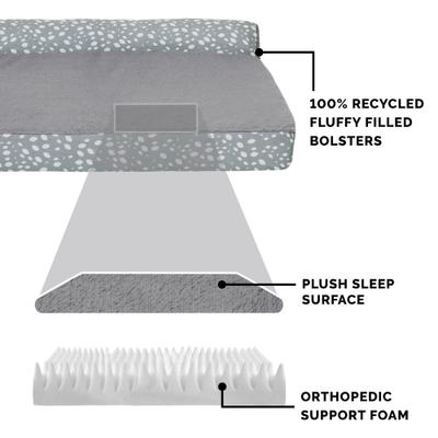 Show full view: FurHaven Plush Fur & Almond Print Orthopedic Deluxe L-Chaise Sofa Cat & Dog Bed, Gray Almonds, Medium slide 6 of 10