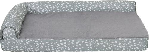 Show full view: FurHaven Plush Fur & Almond Print Orthopedic Deluxe L-Chaise Sofa Cat & Dog Bed, Gray Almonds, Medium slide 4 of 10