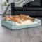 Show in main carousel: FurHaven Plush Fur & Diamond Print Nest-Top Cooling Gel Orthopedic Cat & Dog Bed with Removable Cover, Aqua, Jumbo slide 1 of 9