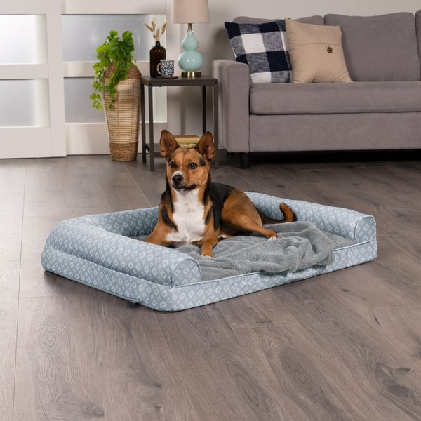 FurHaven Plush Fur & Diamond Print Nest-Top Cooling Gel Orthopedic Cat & Dog Bed with Removable Cover