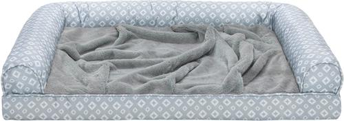 Show full view: FurHaven Plush Fur & Diamond Print Nest-Top Cooling Gel Orthopedic Cat & Dog Bed with Removable Cover, Gray, Large slide 5 of 9