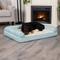 Show in main carousel: FurHaven Plush Fur & Diamond Print Nest-Top Orthopedic Sofa Cat & Dog Bed, Aqua, Jumbo slide 1 of 9