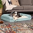 Show in main carousel: FurHaven Plush Fur & Diamond Print Nest-Top Orthopedic Sofa Cat & Dog Bed, Aqua, Large slide 1 of 9