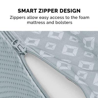 Show full view: FurHaven Plush Fur & Diamond Print Nest-Top Orthopedic Sofa Cat & Dog Bed, Gray, Large slide 10 of 10