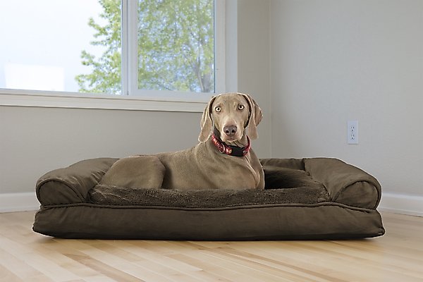 FurHaven Plush & Suede Bolster Dog Bed with Removable Cover
