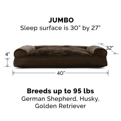 Show full view: FurHaven Plush & Suede Bolster Dog Bed with Removable Cover, Espresso, Jumbo slide 4 of 9