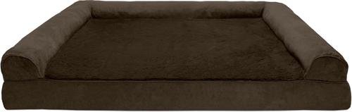 Show full view: FurHaven Plush & Suede Convolute Orthopedic Bolster Cat & Dog Bed with Removable Cover & Liner, Espresso, Jumbo Plus slide 3 of 11