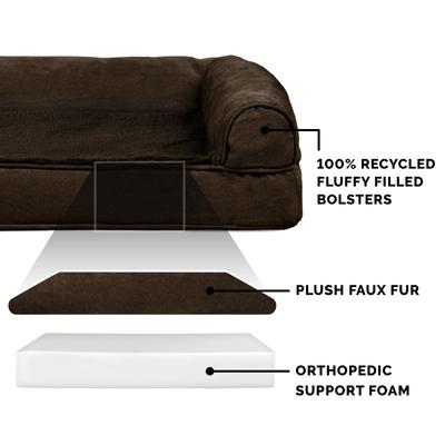 Show full view: FurHaven Plush & Suede Convolute Orthopedic Bolster Cat & Dog Bed with Removable Cover & Liner, Espresso, Jumbo Plus slide 6 of 11