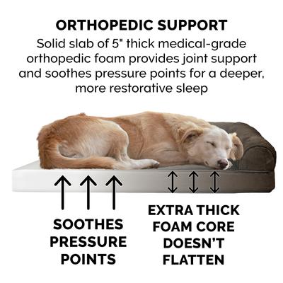 Show full view: FurHaven Plush & Suede Convolute Orthopedic Bolster Cat & Dog Bed with Removable Cover & Liner, Espresso, Jumbo Plus slide 7 of 11