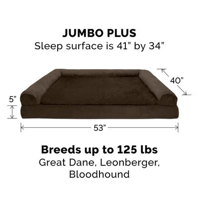 Show full view: FurHaven Plush & Suede Convolute Orthopedic Bolster Cat & Dog Bed with Removable Cover & Liner, Espresso, Jumbo Plus slide 10 of 11