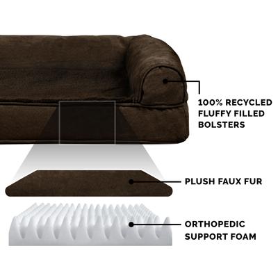 Show full view: FurHaven Plush & Suede Convolute Orthopedic Bolster Cat & Dog Bed with Removable Cover & Liner, Espresso, Large slide 5 of 10
