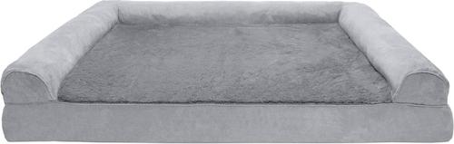 Show full view: FurHaven Plush & Suede Convolute Orthopedic Bolster Cat & Dog Bed with Removable Cover & Liner, Gray, Jumbo Plus slide 2 of 10