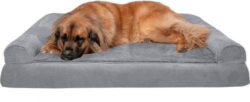 Show full view: FurHaven Plush & Suede Convolute Orthopedic Bolster Cat & Dog Bed with Removable Cover & Liner, Gray, Jumbo Plus slide 4 of 10