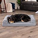 FurHaven Plush & Suede Convolute Orthopedic Bolster Cat & Dog Bed with Removable Cover & Liner, Gray, Large